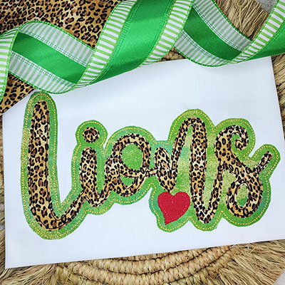 lions applique with heart